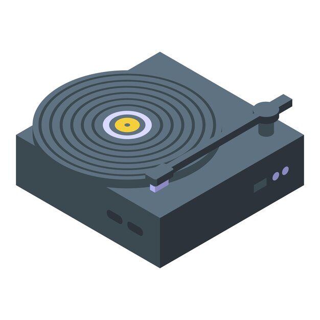 Ilustración digital de un tocadiscos isométrico moderno perfecto para diseños con temas musicales