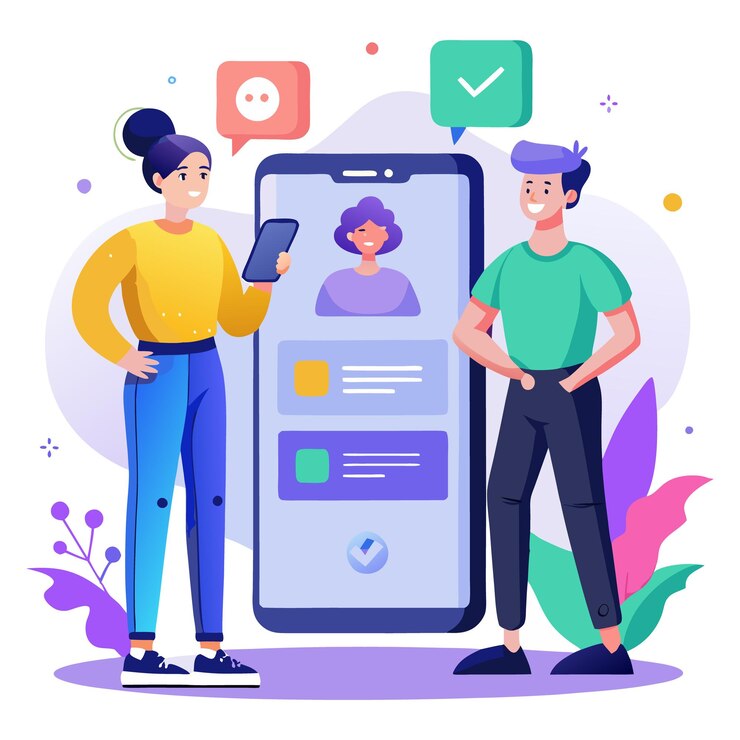 Vector ilustración digital vectorial con dos personas de pie