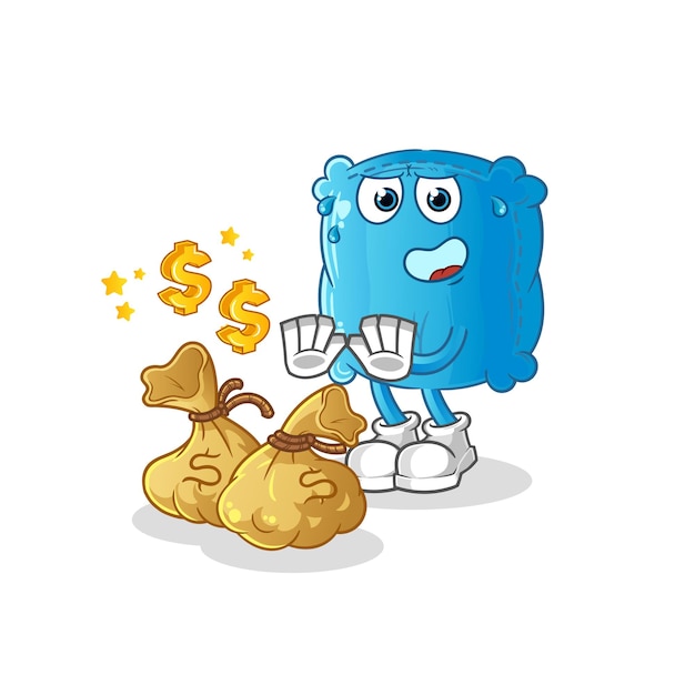 ilustración de dinero de basura de almohada. vector de caracteres