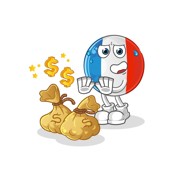 Ilustración de dinero de rechazo de bandera francesa. vector de caracteres