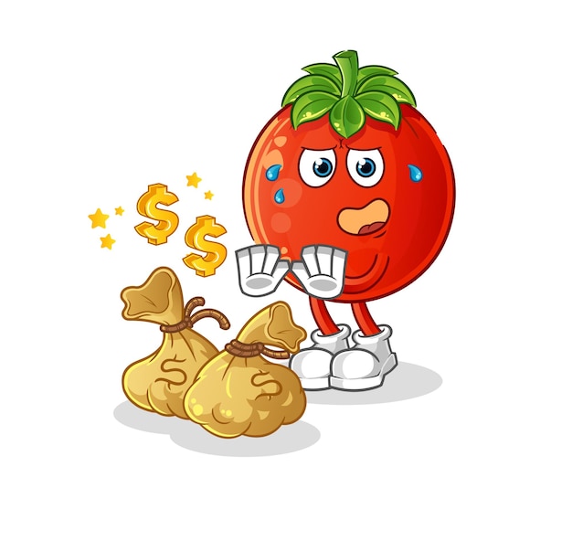 Ilustración de dinero de rechazo de tomate. vector de caracteres