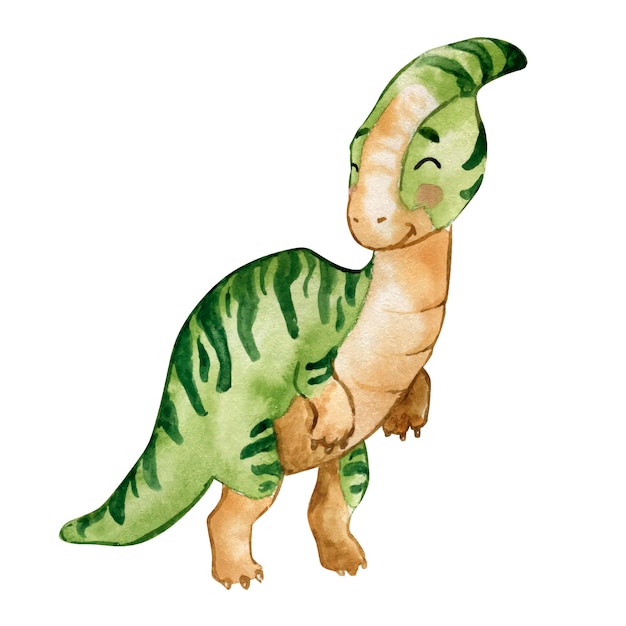 Ilustración de dinosaurio en acuarela para niños
