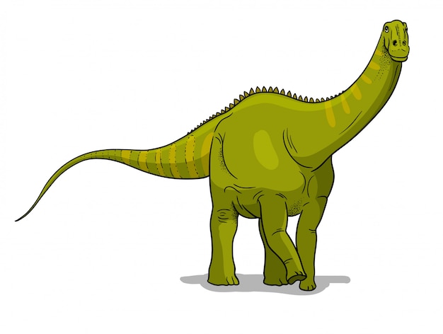 Ilustración de dinosaurio Apatosaurus en estilo de dibujos animados.