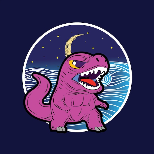 ilustración de dinosaurio con estilo japonés para el logotipo del cuaderno del evento kaijune