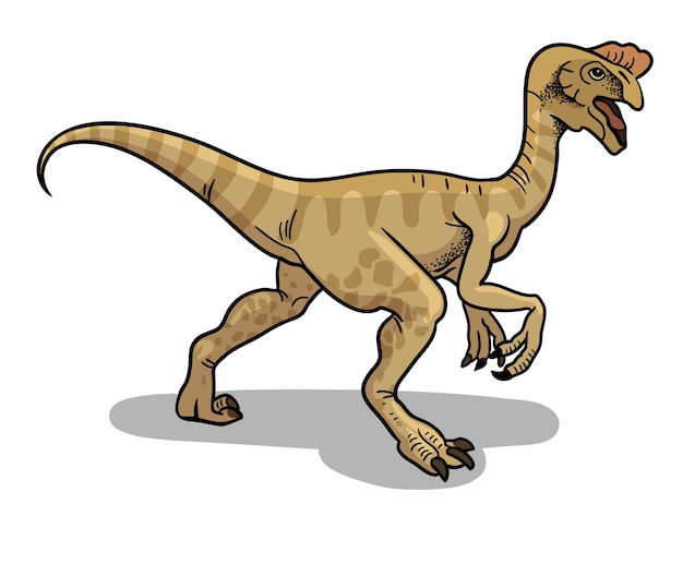 Ilustración de dinosaurio oviraptor en estilo de dibujos animados.