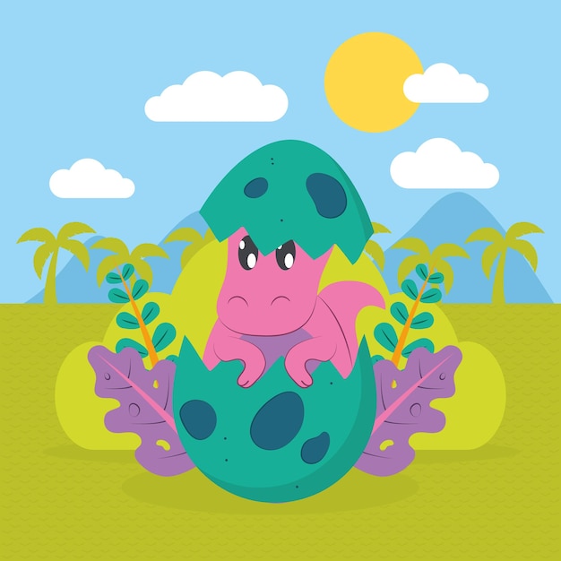 Ilustración de dinosaurio recién nacido