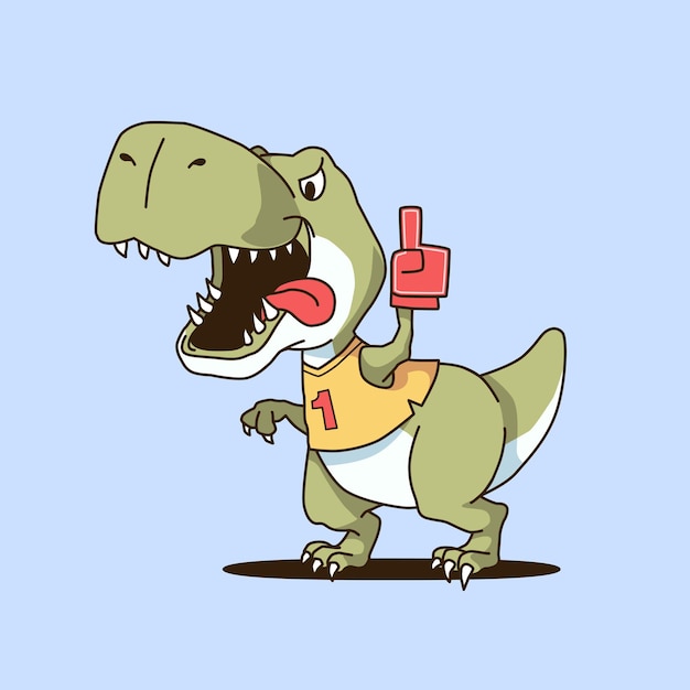 Ilustración de dinosaurio verde lindo dinosaurio mascota de dibujos animados