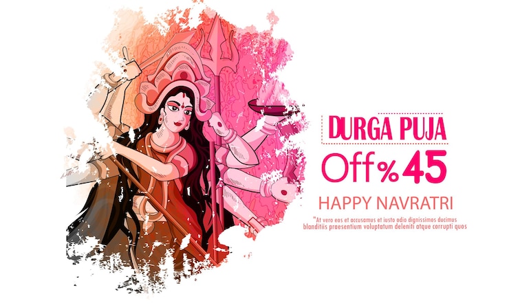 Vector ilustración de la diosa durga en subho bijoya, cartel de celebración feliz de navratri o fondo de pancarta