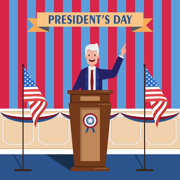 Ilustración del discurso del Día de los Presidentes