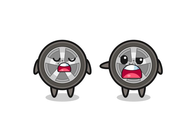 Ilustración de la discusión entre dos lindos personajes de ruedas de autos