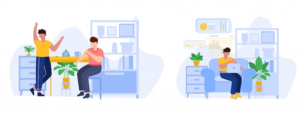 Ilustración de discusión de personas Trabajar desde casa ilustración