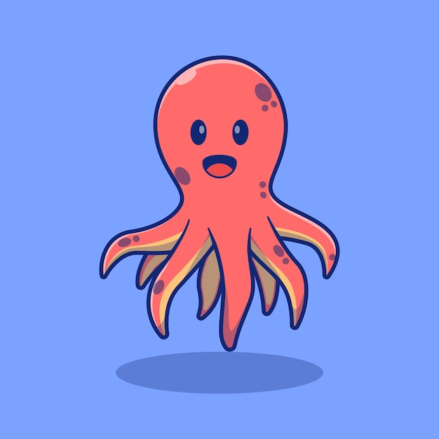 Ilustración de diseño animal pulpo lindo flotante feliz diseño premium animal aislado