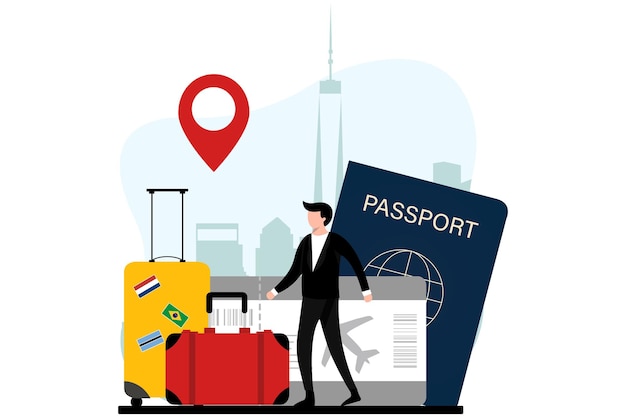 Ilustración del diseño de un apartamento para viajeros de vacaciones