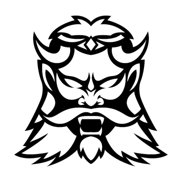 Ilustración de diseño de arte lineal del logotipo de la mascota de Zeus