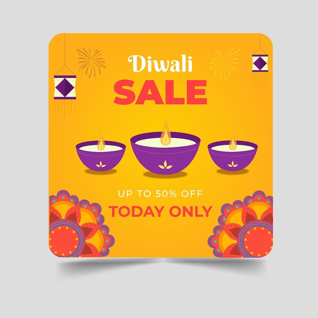 Ilustración de diseño de banner de venta de Diwali