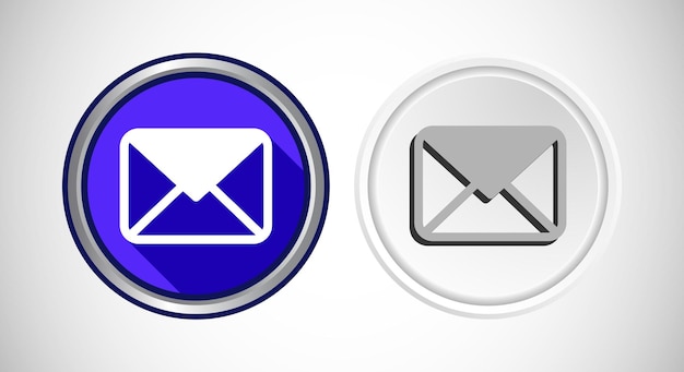 Ilustración del diseño del botón redondeado del icono de correo electrónico del sobre