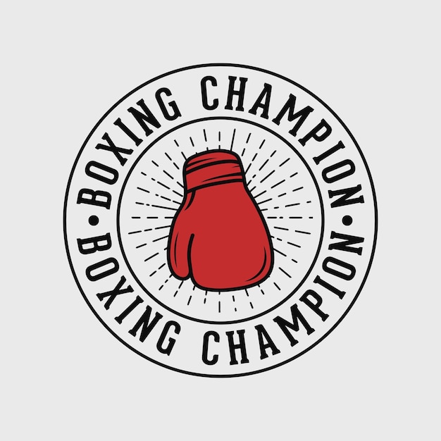 Ilustración de diseño de camiseta de boxeo de tipografía vintage insignia de campeón de boxeo