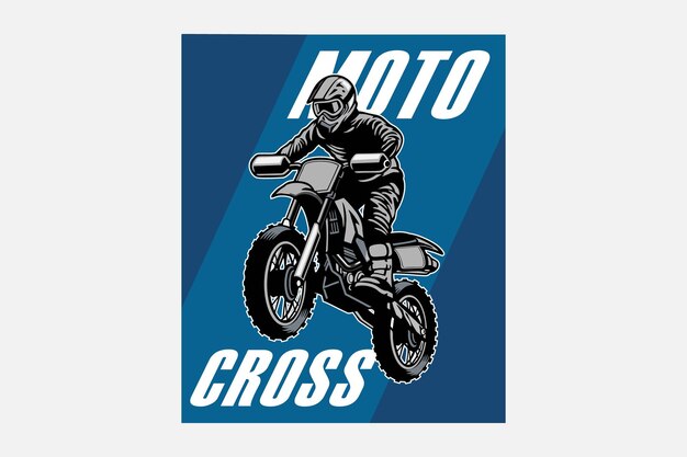 Ilustración de diseño de camiseta dibujada a mano de motocross