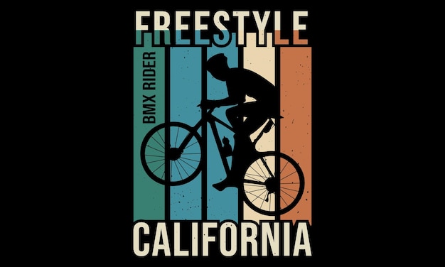 Ilustración de diseño de camiseta Freestyle BMX Rider.