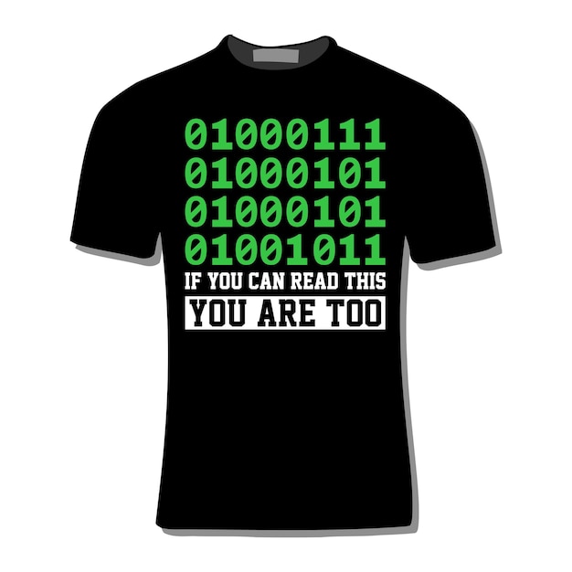 Ilustración de diseño de camiseta de programación de computadora de código binario