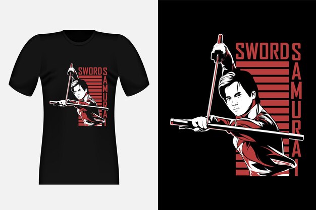 Ilustración de diseño de camiseta de Sword Samurai Street wear