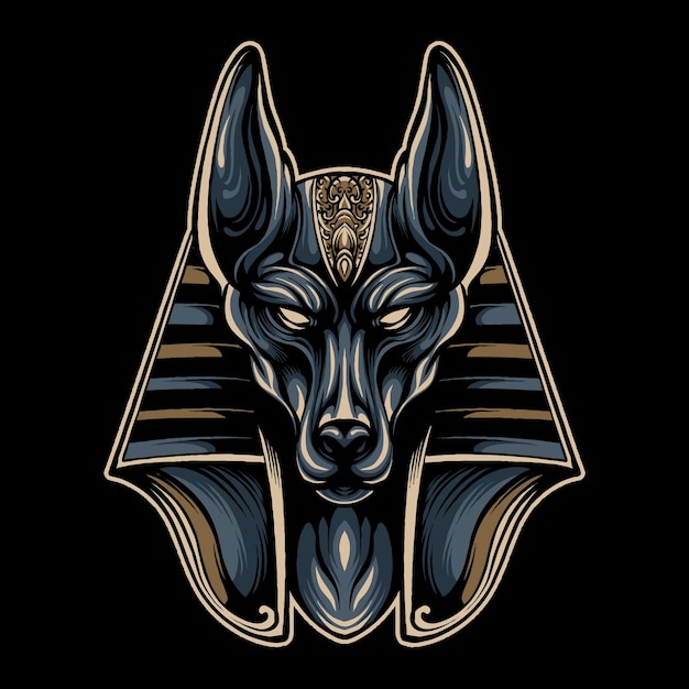 Ilustración del diseño de la camiseta de vector anubis egipto