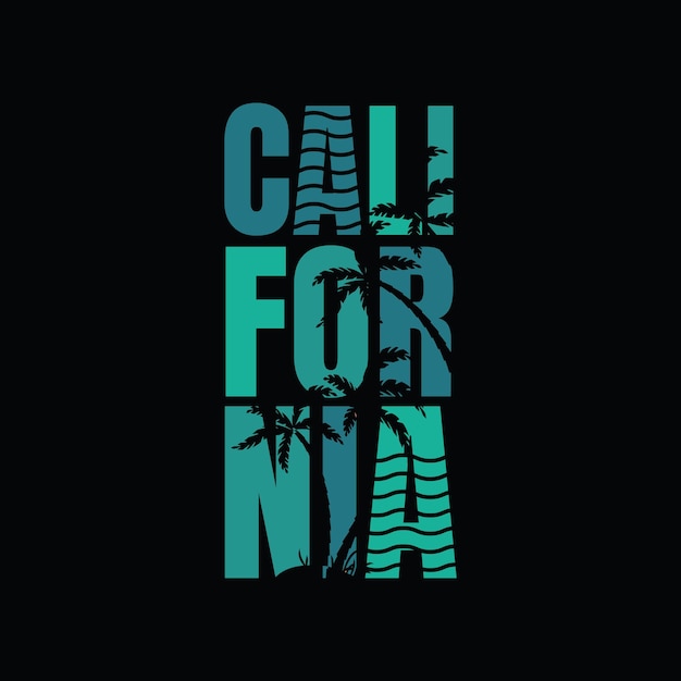 Ilustración de diseño de camiseta de vector de tipografía de california