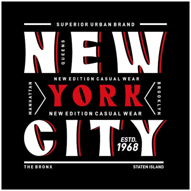 Ilustración de diseño de camiseta de vector de tipografía gráfica de cultura superior de la ciudad de Nueva York