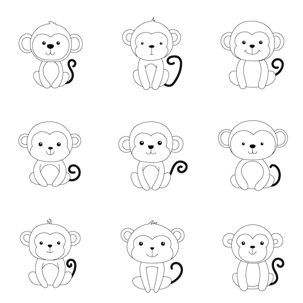 Ilustración de diseño de clipart de mono lindo