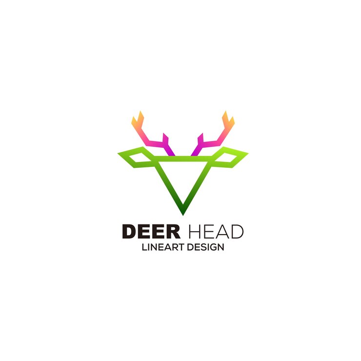 Vector ilustración de diseño de color degradado de logotipo de arte de línea de venado