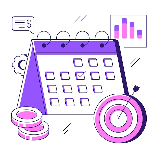 Una ilustración de diseño de color del objetivo del calendario