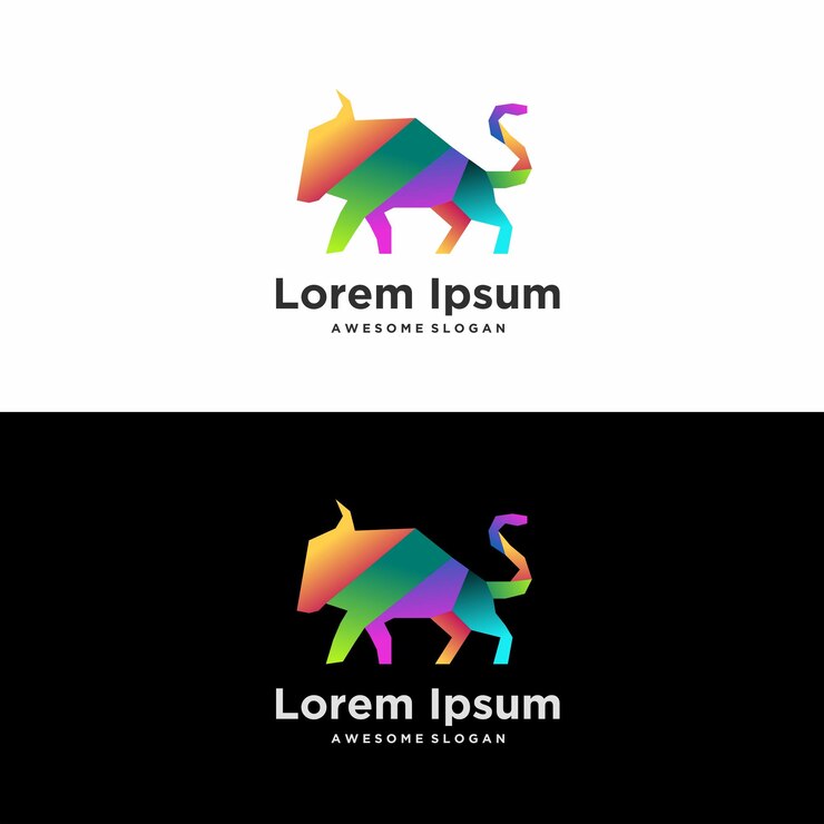 Vector ilustración de diseño colorido degradado de logotipo de toro