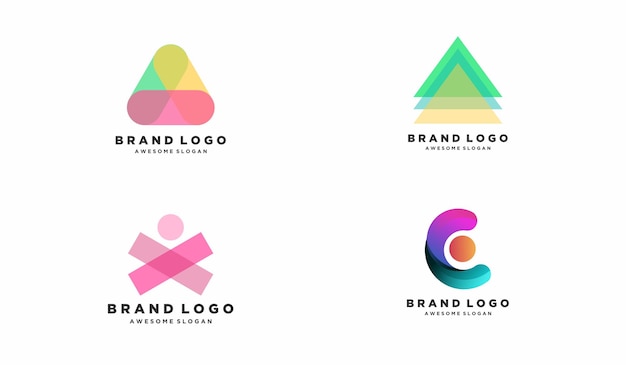 Ilustración de diseño colorido degradado de paquete de logotipo