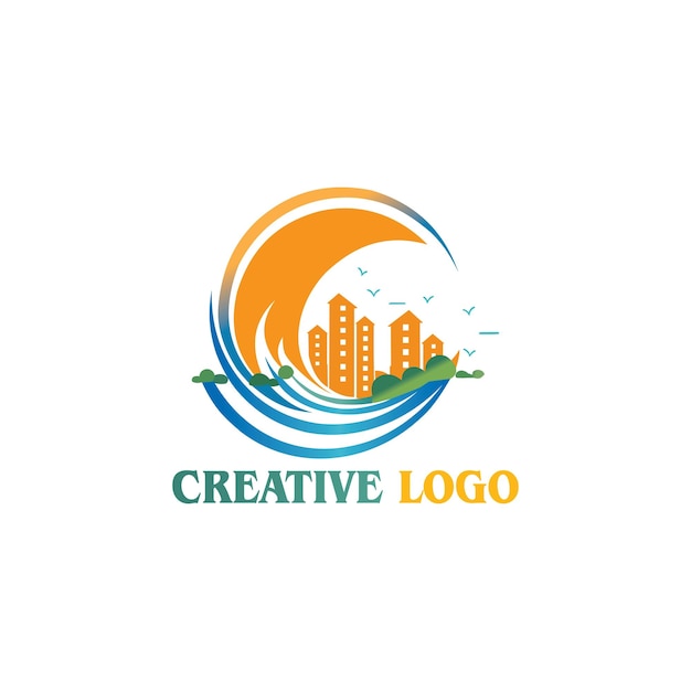 Ilustración de diseño colorido degradado único de logotipo