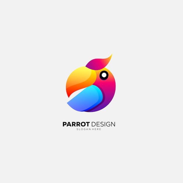 Ilustración de diseño colorido de icono de logotipo de loro