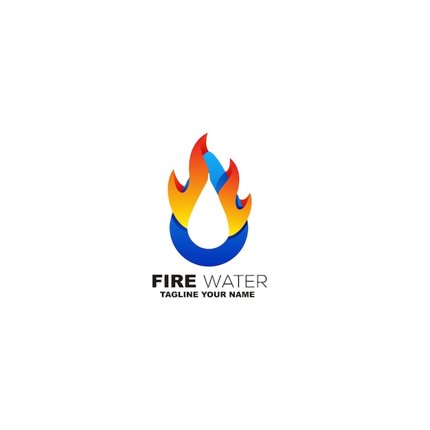 Ilustración de diseño colorido del logotipo de agua de fuego