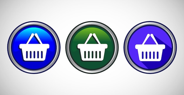 Ilustración del diseño del conjunto de botones del icono del carrito de compras