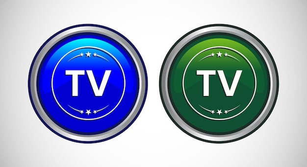 Ilustración del diseño del conjunto de botones de íconos de TV de alta definición