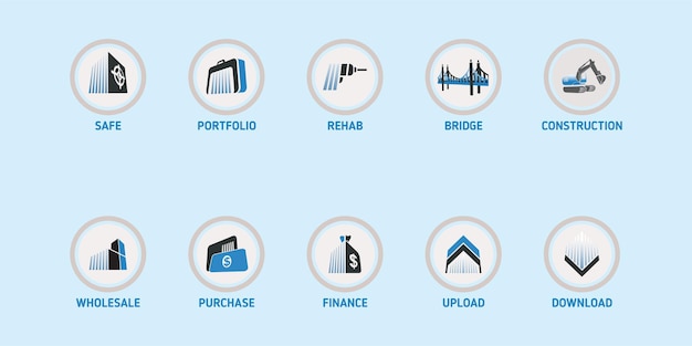Ilustración de diseño de conjunto de iconos web de construcción