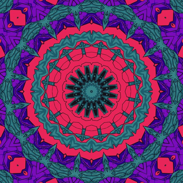 Ilustración de diseño sin costura étnica de flor de tribu india