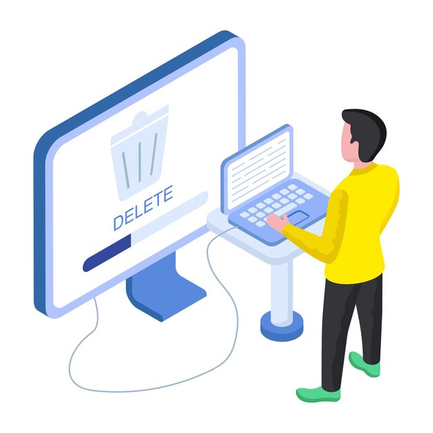 Ilustración de diseño creativo de eliminación de datos.