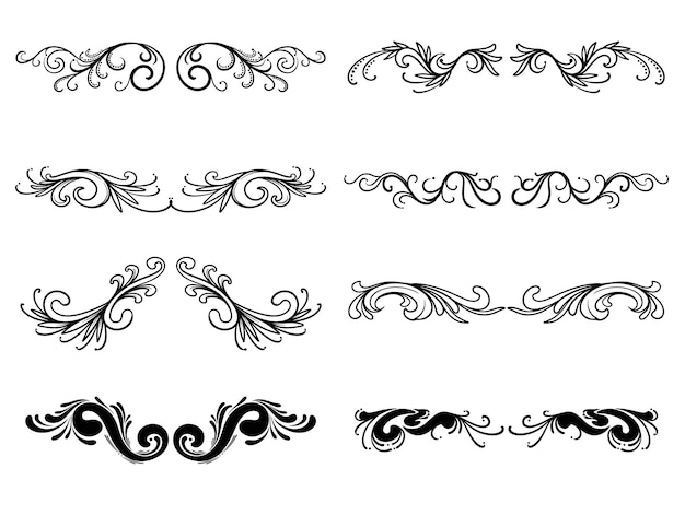 Ilustración de diseño de decoración marco de borde divisor de remolino floral ornamento florecido ornamento vintage