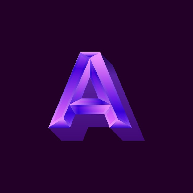Vector ilustración de diseño degradado de logotipo de letra a púrpura metálico