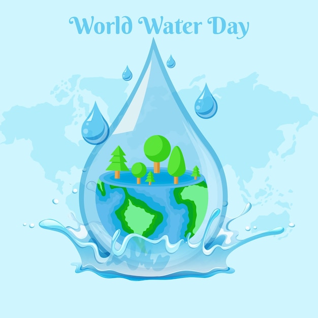 Ilustración de diseño del día mundial del agua con tierra.