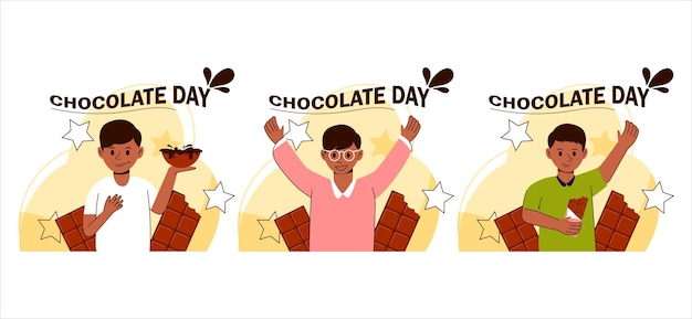 Ilustración de diseño del día mundial del chocolate de paquete plano