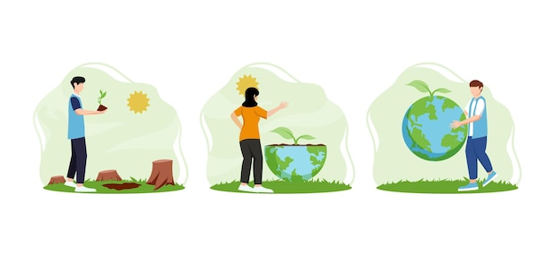 Ilustración de diseño del Día de la Tierra de paquete plano