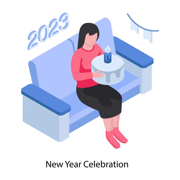 Una ilustración de diseño editable de la celebración de año nuevo