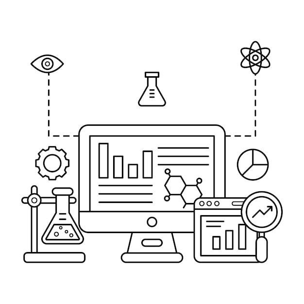 Vector una ilustración de diseño editable de la ciencia de datos