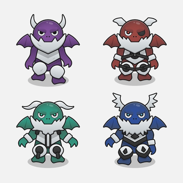 Ilustración de diseño de elementos de juego de monstruo dragón diablo