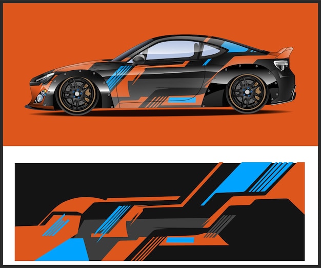 Ilustración del diseño de la envoltura del coche de carreras